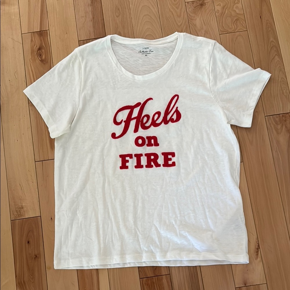 J. Crew Collector Tee with Red 'Heels on Fire' Print